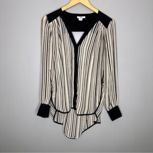Bar III striped button down long sleeve blouse